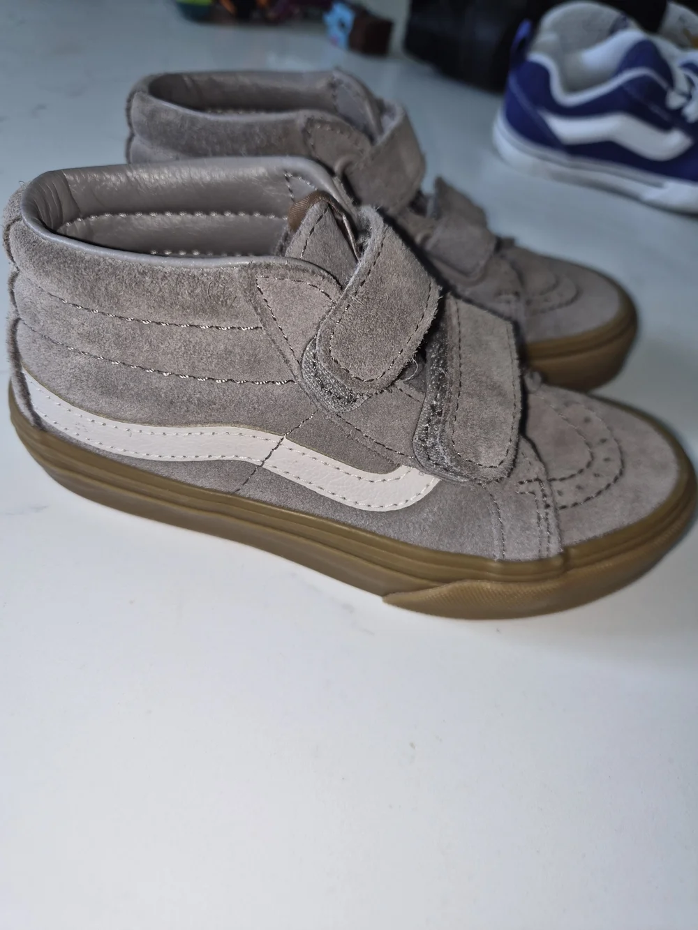 Vans Kids Grey Suede High-Top Sneakers with Gum Sole